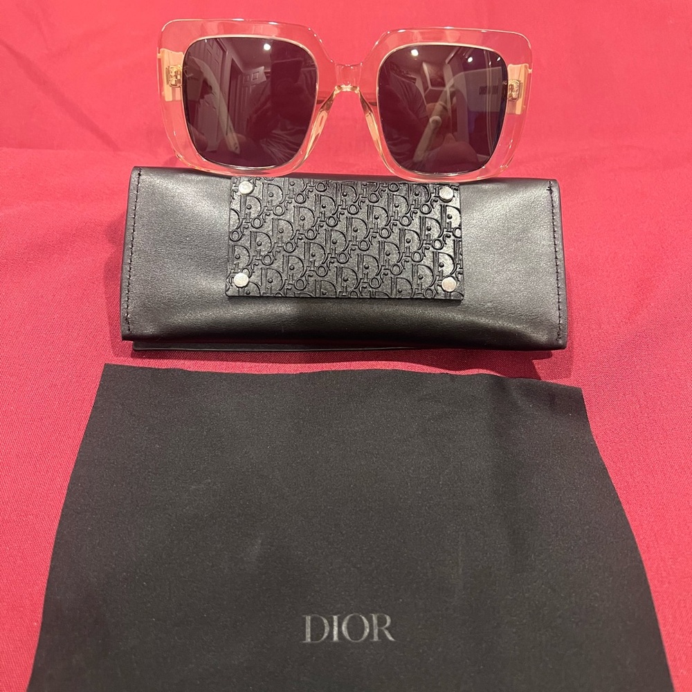 Dior Clear Frame Sunglasses with Black Lenses